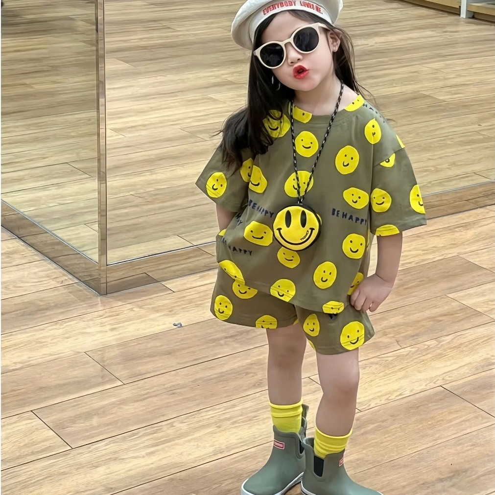 Đồ Bộ Bé Gái Áo Thun Cộc Tay+Quần Short Mẫu Mới Chất Vải Thun Hàn Cao Cấp,Quần Áo Bé Gái Mùa Hè