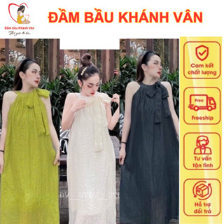 Váy bầu, đầm bầu cổ yếm siêu xinh, hàng thiết kế V02