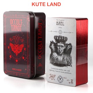   Mạ Cạnh  Bộ Bài Occult Tarot Hộp Thiếc Mạ Cạnh Đỏ 78 Lá Tặng Đá Thanh Tẩy TR-TH-115 