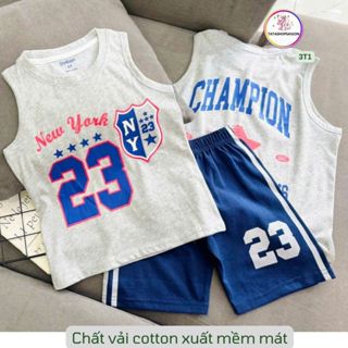 12 đến 40kg - Đồ bộ bé trai - Bộ ba lỗ sát nách cho bé trai size đại thun cotton mát mùa hè T300