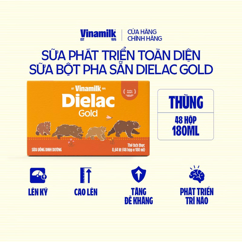 Thùng sữa bột pha sẵn Dielac Alpha Gold 180ml (48 hộp)
