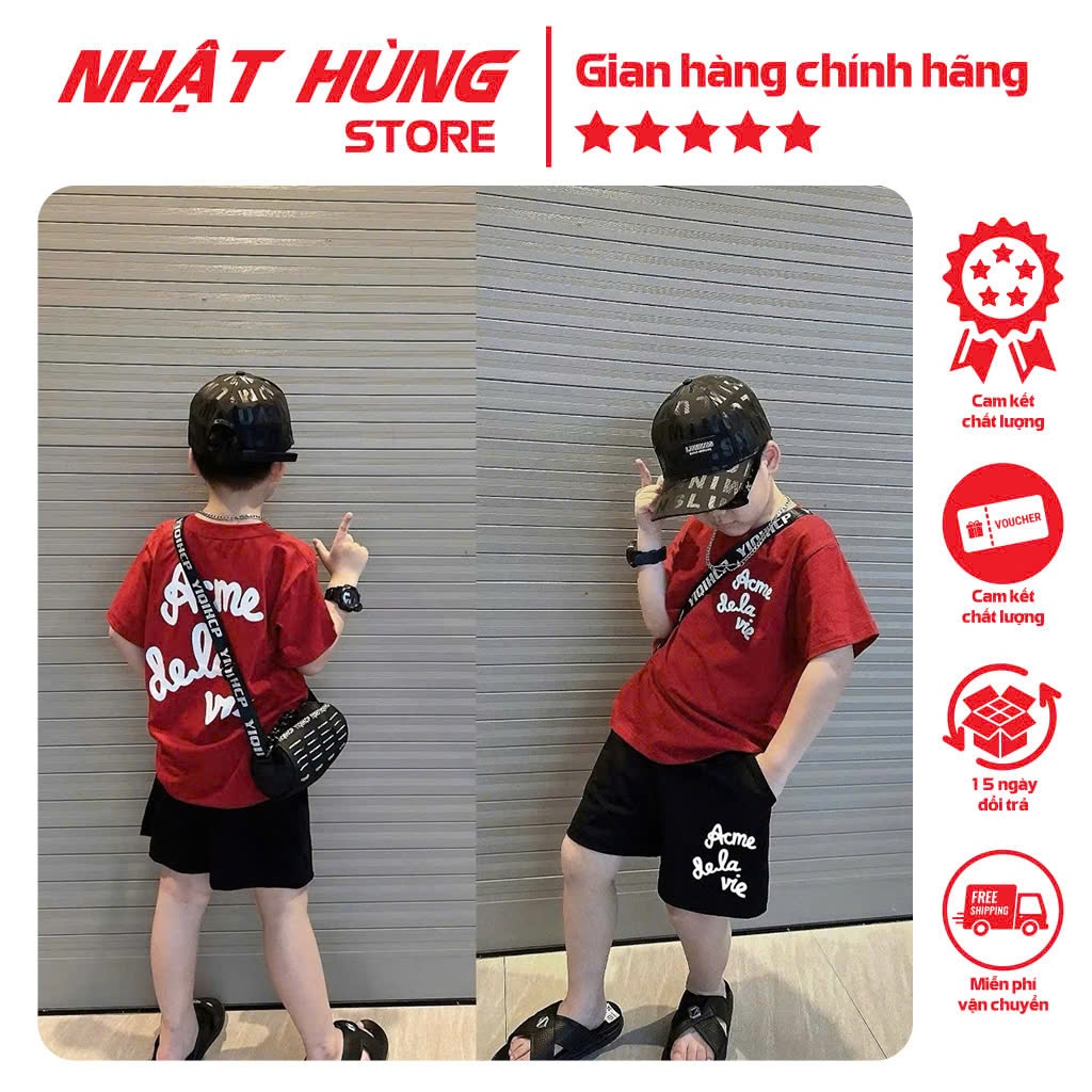 Bộ quần áo bé trai hình ACCMEE , set áo phông quần short trẻ em hiệu Nhật Hùng 10-63kg - NH48