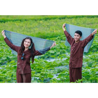 Bà Ba Nông Dân Nam Bộ - Quần Áo BigSize Tay Dài - Vải Kate mềm mịn - Màu Nâu