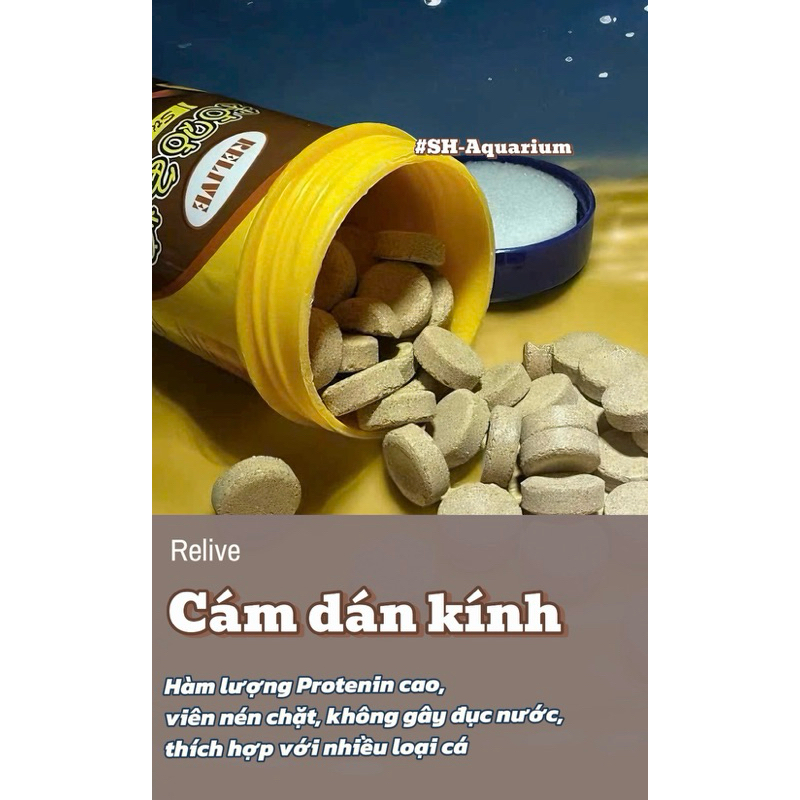 Thức ăn viên dán ReLive - 50g lâu tan, thích hợp với các dòng cá thủy sinh