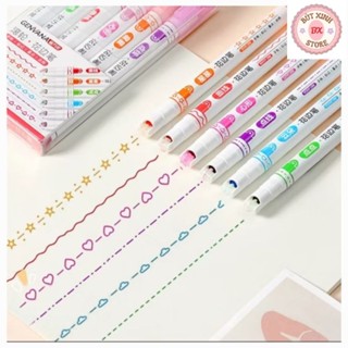  Set 6 Bút Dạ Con Lăn Bút Đánh Dấu Họa Tiết Nhiều Màu Sắc Dùng Trang Trí Sổ Tay 
