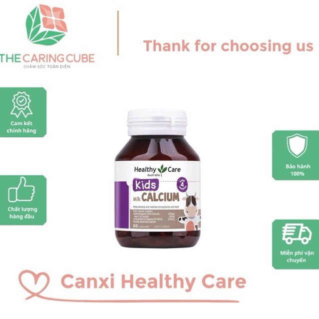 Canxi Cho Bé Viên Sữa Milk Calcium Healthy Care 60 Viên Bổ Sung Canxi Giúp Xương Chắc Khỏe