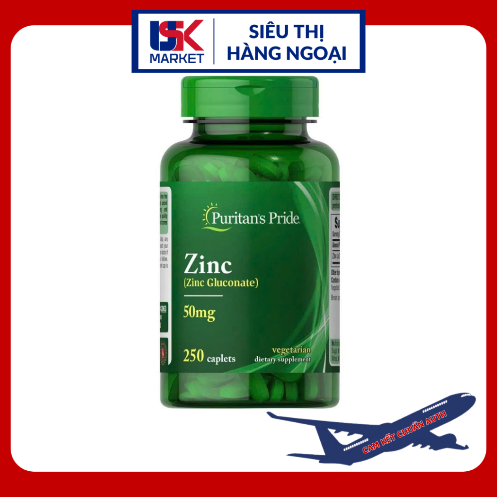 Viên uống bổ sung Kẽm Puritan's Pride Zinc 50mg 250 viên Mỹ