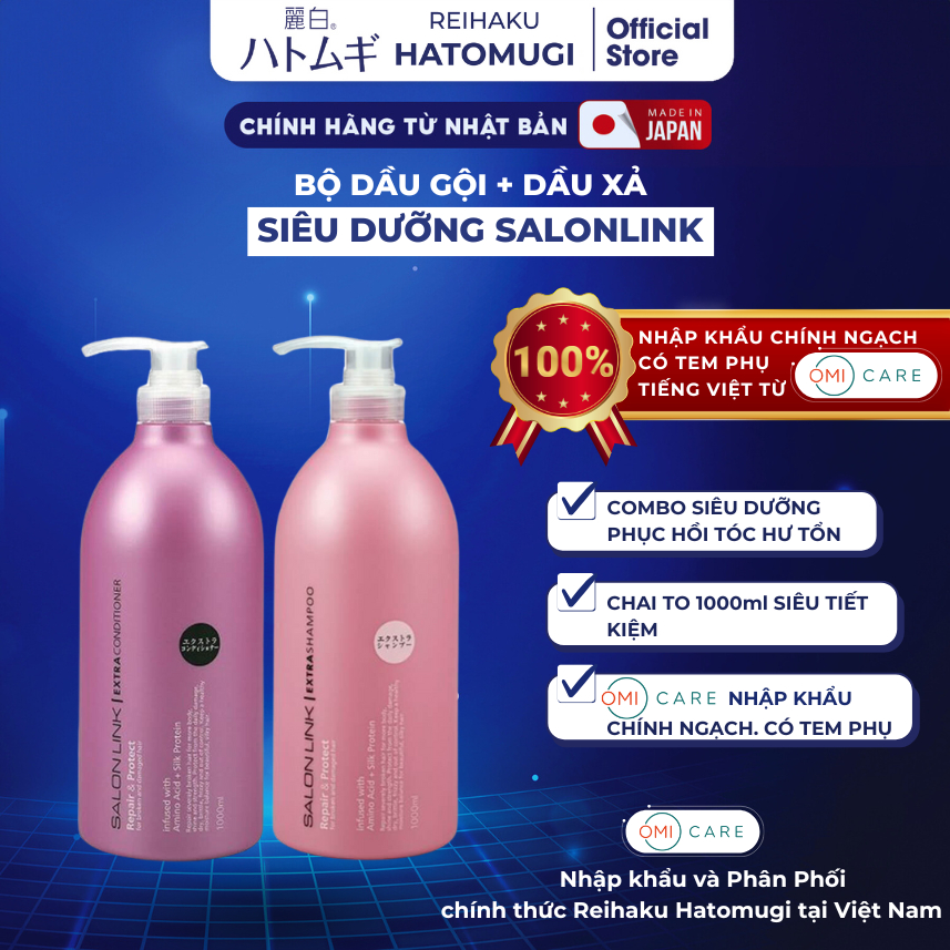 [SALE CUỐI THÁNG] Bộ Dầu Gội Xả Siêu Dưỡng & Phục Hồi Tóc Salon Link Repair & Protect Extra (1000ml/Chai)