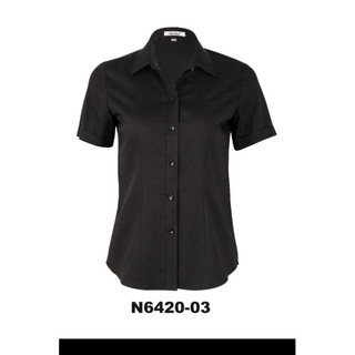CÓ SẴN.Áo sơ mi nữ Thái Hòa đen trơn mã 047.