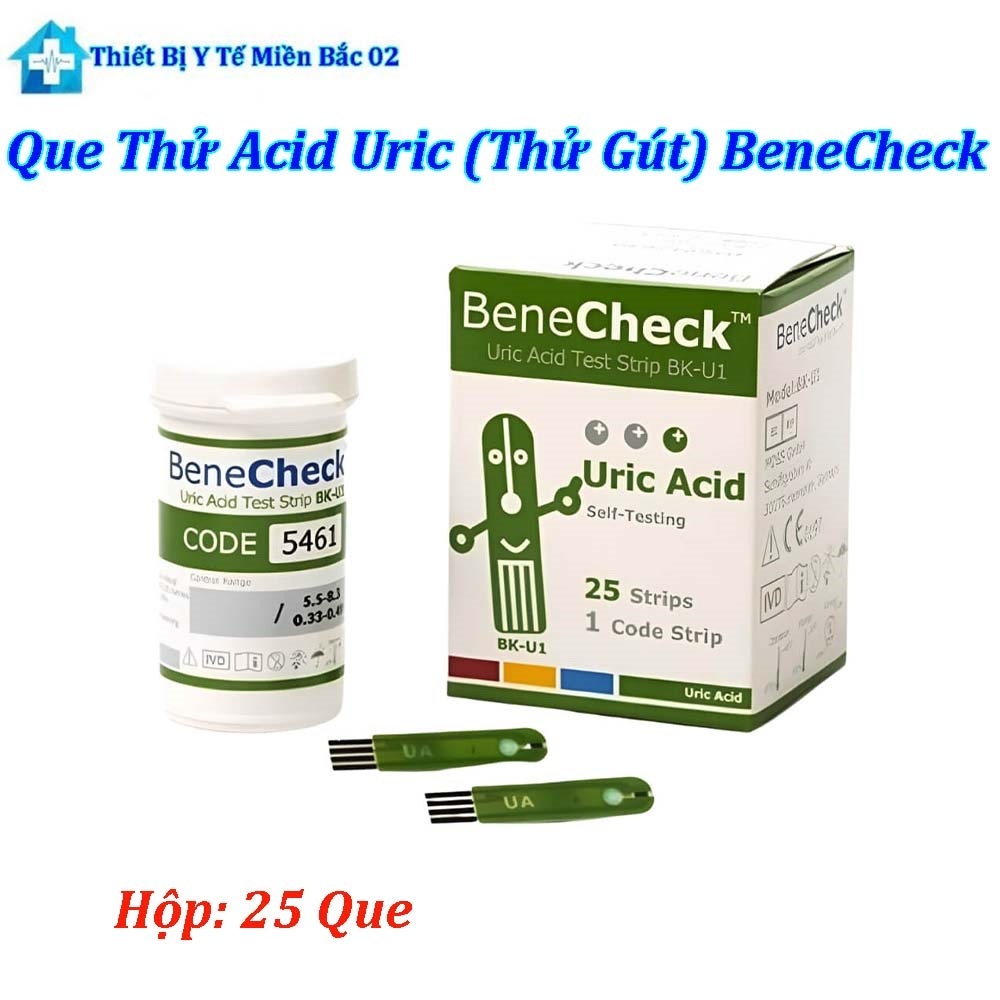 Que Thử Acid Uric (Thử Gút) BeneCheck Hộp 25 Que