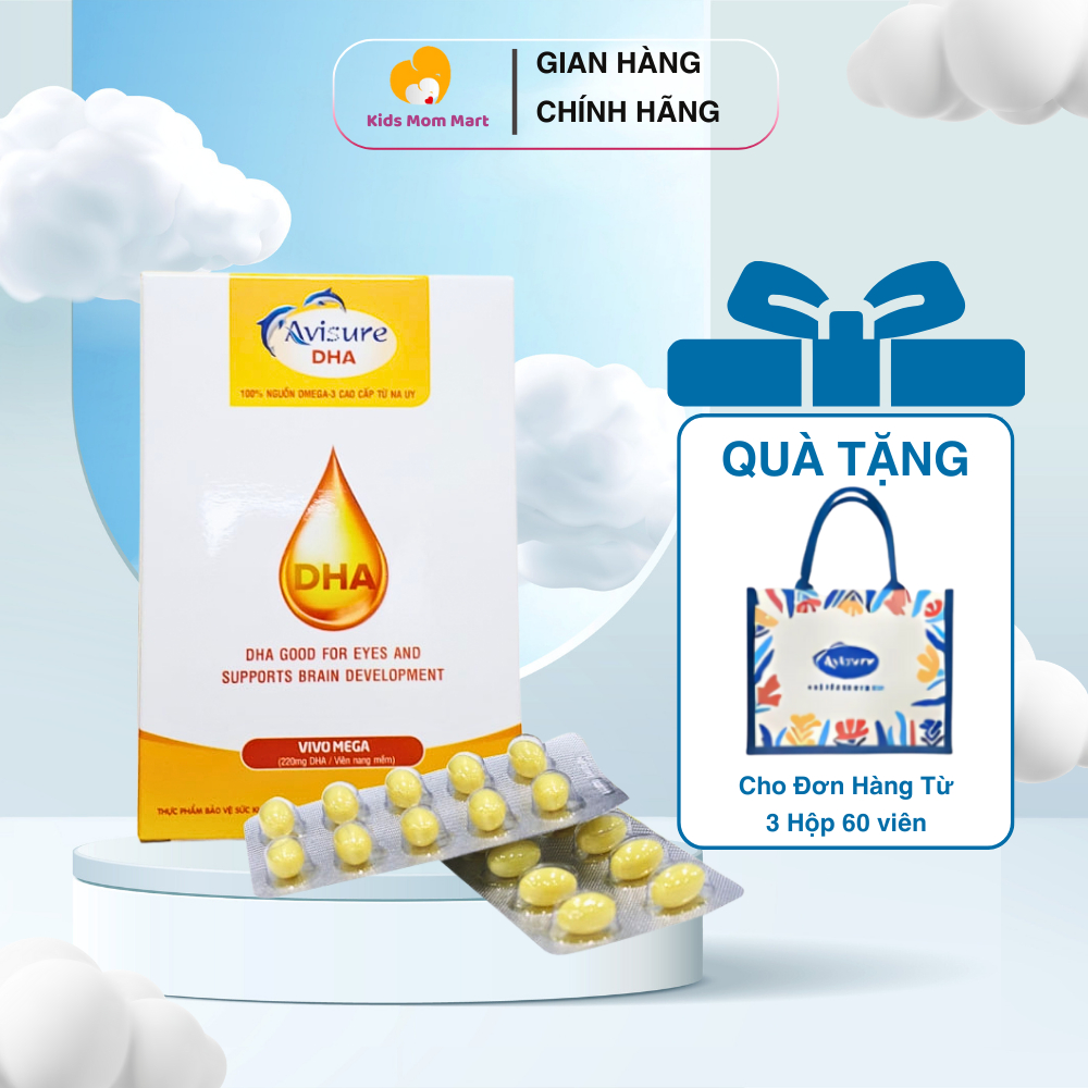  Avisure DHA Cho Bà Bầu Công Nghệ Na Uy Giúp Phát Triển Trí Não và Thị Giác Cho Em Bé Hộp 30 60V 
