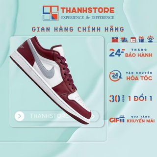 [CHÍNH HÃNG] Giày thể thao nam nữ trắng đỏ giày AIR JORDAN 1 LOW 'WHITE BORDEAUX' - NJWB
