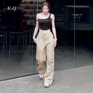  Quần Cargo Nữ Kaki Túi Hộp Ống Rộng 100% Cotton Mềm | KQSTYLING WIDE 