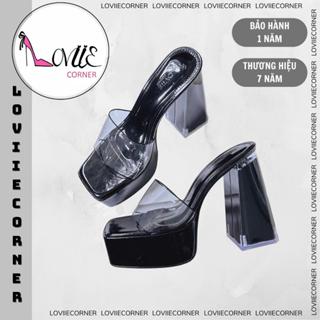  LOVIIECORNER - GUỐC CAO GÓT - DÉP GUỐC NỮ MULES ĐẾ ĐÚP 12 PHÂN THỜI TRANG QUAI MICA MŨI VUÔNG HIỆN ĐẠI D230637 