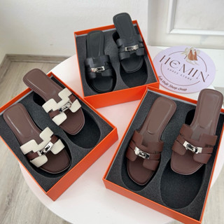  Dép lê nữ quai chữ khoá xoay da sần super fullbox 