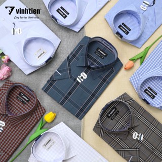 Áo Sơ Mi Nam Ngắn Tay Caro Vải Bamboo Vạt Ngang Form Regular Vĩnh Tiến 376 - Nhiều Màu