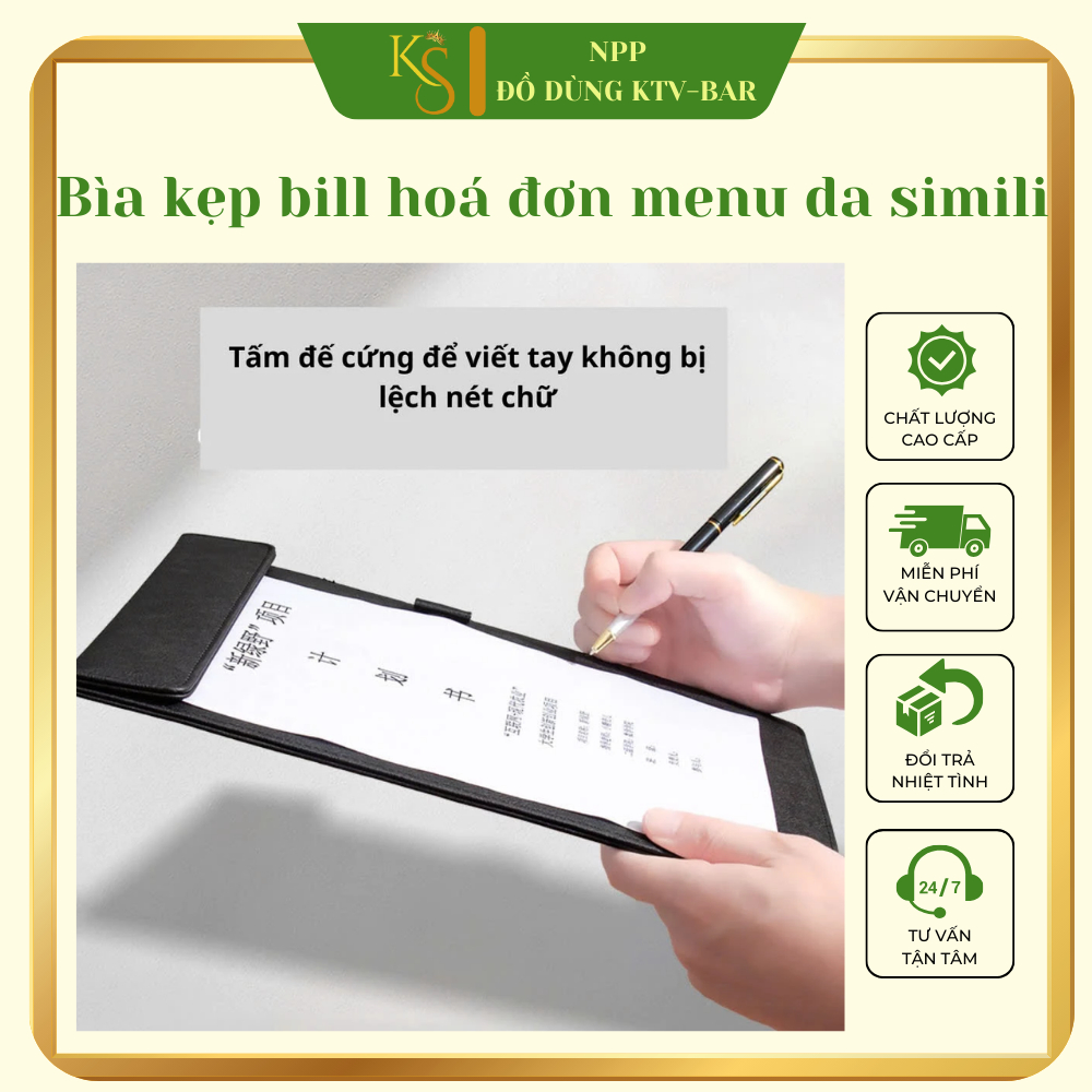 Bìa kẹp bill hoá đơn menu trình ký da simili A4,A5,A6 nhỏ gọn dùng trong nhà hàng quán ăn hội thảo h