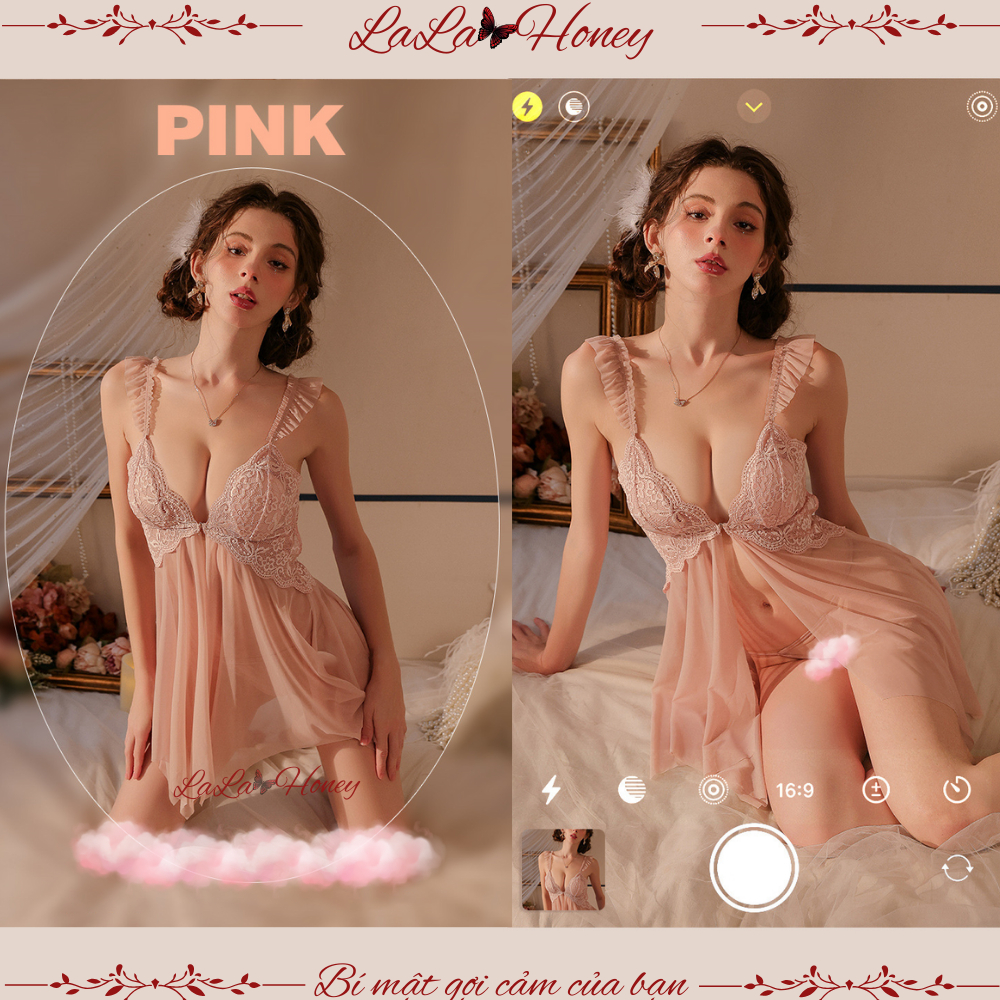 Váy Ngủ 2 Dây Sexy Gợi Cảm Xuyên Thấu Có Đệm Nâng Ngực Khóa Cài Trước Quyến Rũ BẢN CAO CẤP - LALA HONEY | BigBuy360 - bigbuy360.vn