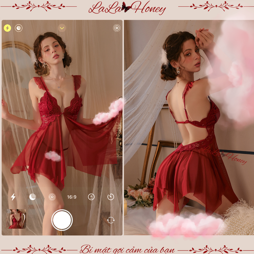 Váy Ngủ 2 Dây Sexy Gợi Cảm Xuyên Thấu Có Đệm Nâng Ngực Khóa Cài Trước Quyến Rũ BẢN CAO CẤP - LALA HONEY | BigBuy360 - bigbuy360.vn
