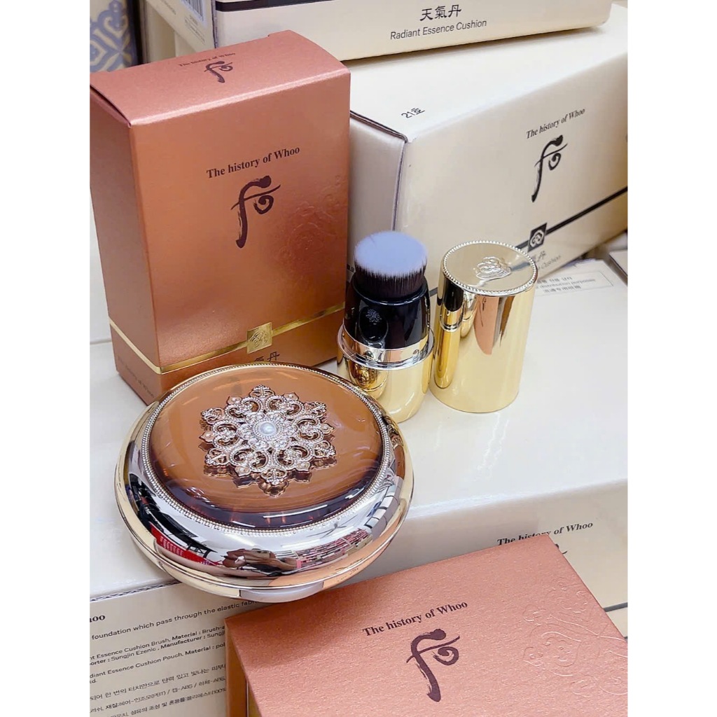 Set cushion whoo tái sinh , phấn nước cao cấp whoo radiant essence cushion tone 21 trắng sáng