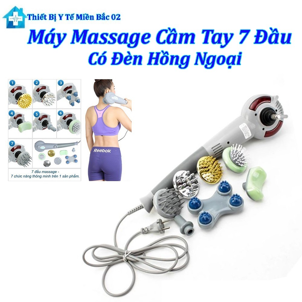 Máy Massage Cầm Tay 7 Đầu Có Đèn Hồng Ngoại