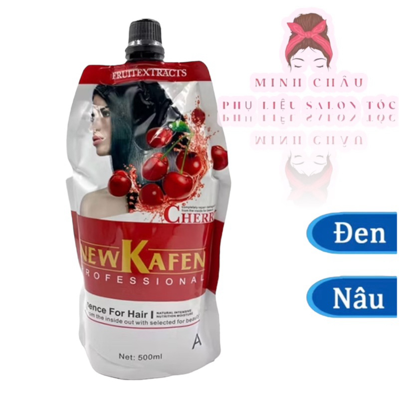 Nhuộm đen New kafen 500ml x2, nhuộm nâu phủ bạc NEW KAFEN Cherry không dính da đầu