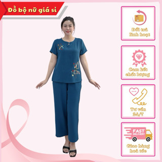 Đồ bộ trung niên chất đũi đẹp, mềm mát, hoạ tiết thêu tinh tế , nhiều màu sắc nhã nhặn sang trọng cho quý cô