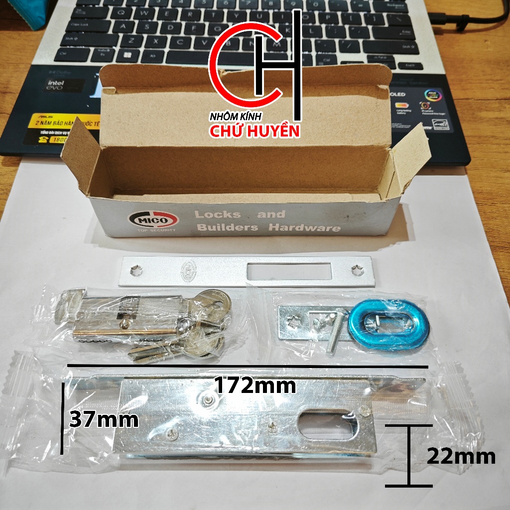 Khóa treo MICO - Khóa cửa lùa treo, cửa lùa đi gỗ, cửa lùa máng treo sắt