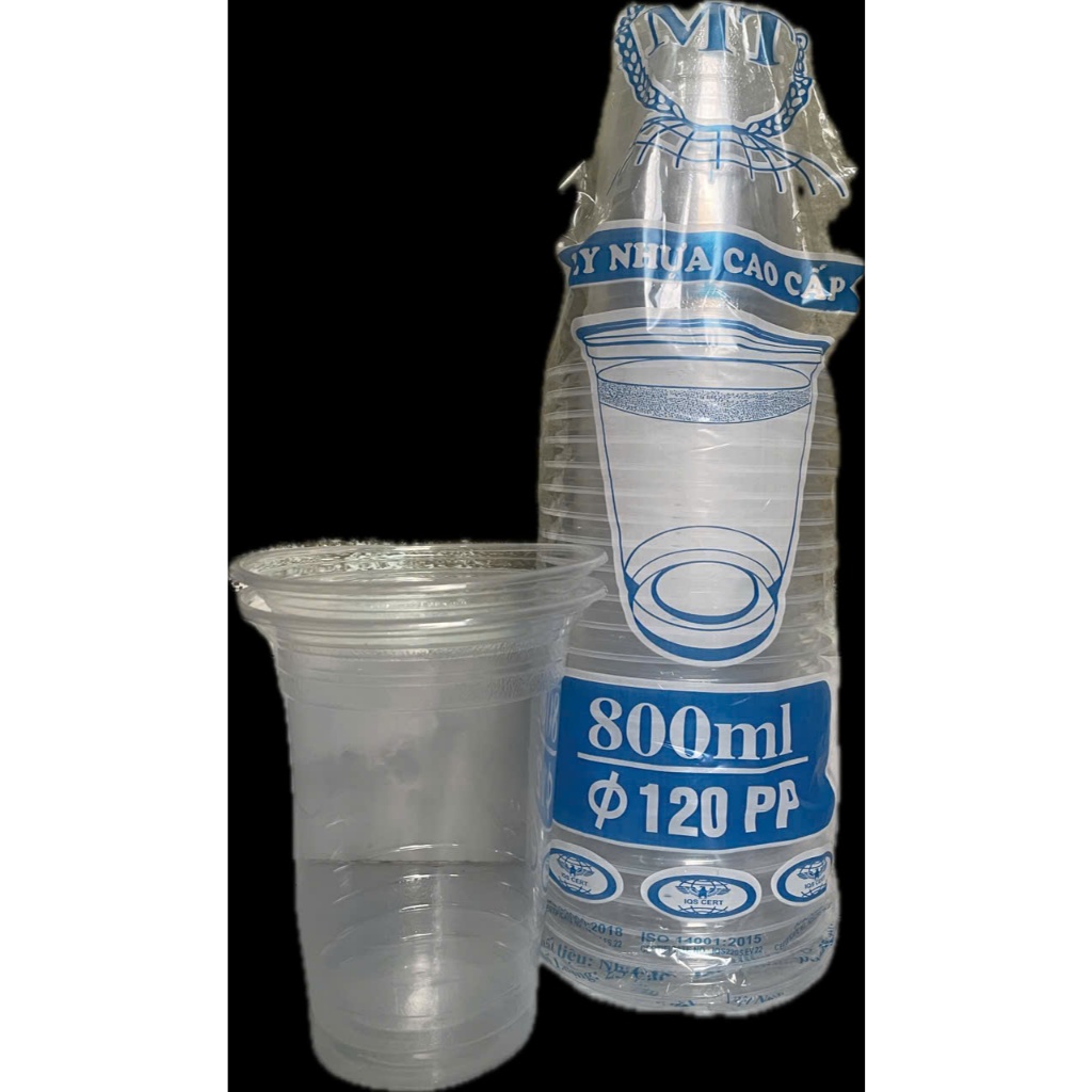 SET 50 ly trà tắc 800ml không nắp, đáy bằng dùng để đựng nước mía, trà tắc, ly dùng 1 lần, tiện lợi