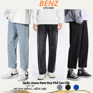 Quần jeans baggy nam ống suông rộng màu xanh, đen vải bò dày dặn TR01, quần bò nam baggy phong cách Retro Hàn Quốc 2023
