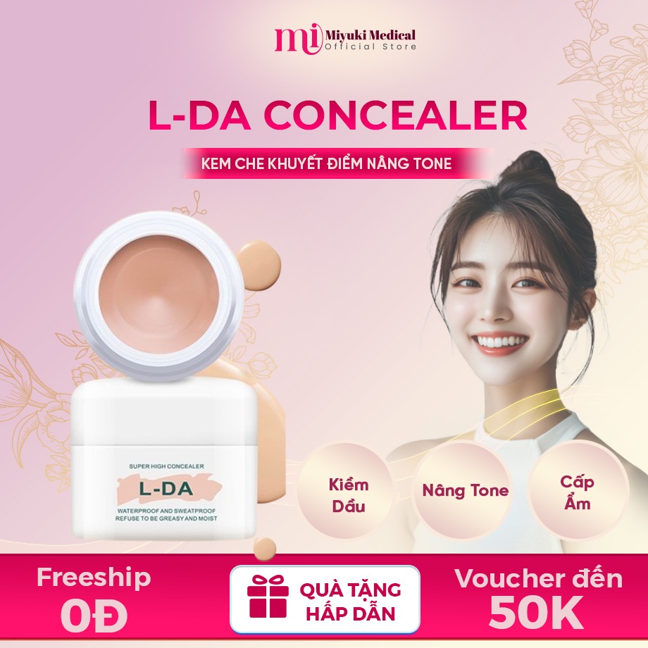 Kem Nền Che Khuyết Điểm Nâng Tone L-DA CONCEALER – Kem Che Khuyết Điểm L-DA Kiềm Dầu, Lâu Trôi, Chống Thấm Nước