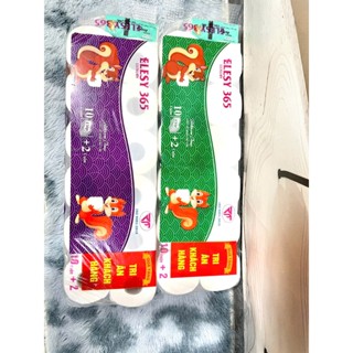 [ELESY 12 Cuộn] Giấy vệ sinh Elesy 365 1 dây 12 cuộn 4 lớp siêu dai trắng mịn cuộn to (Tặng Kèm Gói Giấy Rút 300 tờ)