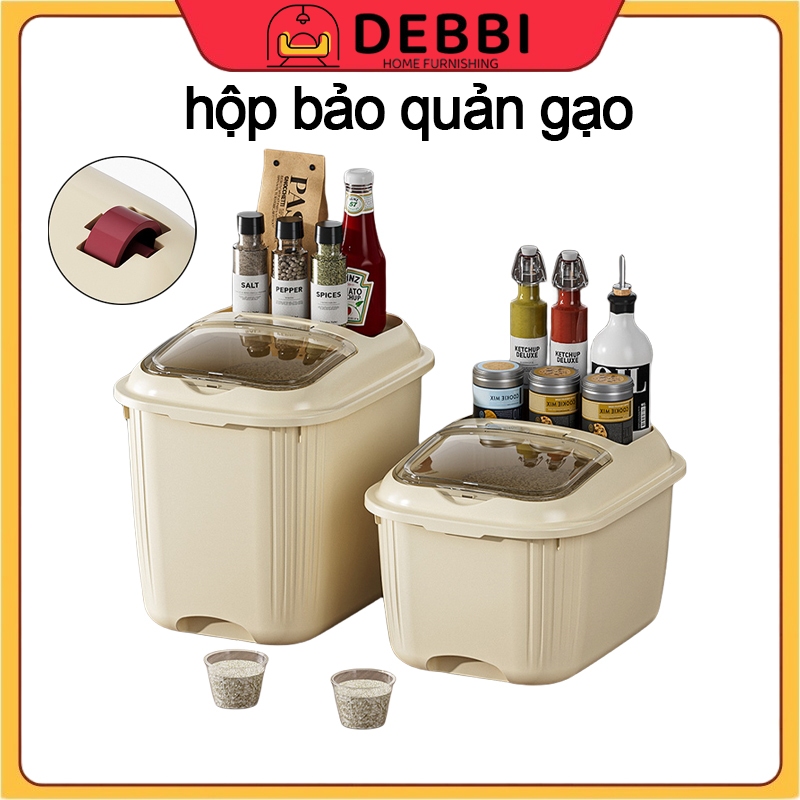 hộp bảo quản gạo，Hộp Đựng Gạo-Có Nắp Đậy Chống Bụi Chống Ẩm 5kg / 10kg / 15kg Hộp đựng gạo