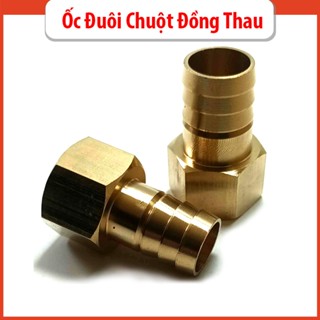  Đầu Nối Đuôi Chuột Lắp Ống Mềm 6 8 10 12 14 16 ,18 20 mm - Đồng Thau Béc Ren Trong 