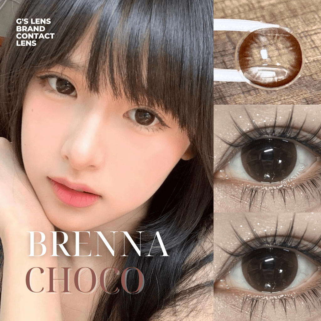 [Lens Hàn_Silicone Hydrogel] Kính áp tròng Gslens BRENNA CHOCO nâu choco tự nhiên giãn vừa cận 6 thá
