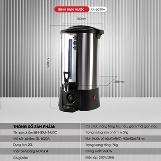 Bình đun nước 20 lít Gali GL-6020A dung tích lớn - BH 24 tháng