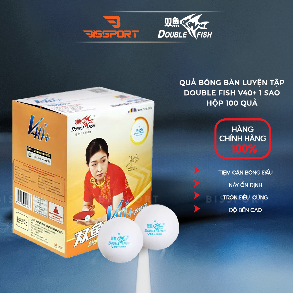 100 Quả Bóng Bàn Luyện Tập Double Fish V40+ 1 sao - Hộp Bóng Gồm 100 Quả - Bóng Tập Cao Cấp Nhất Hiệ