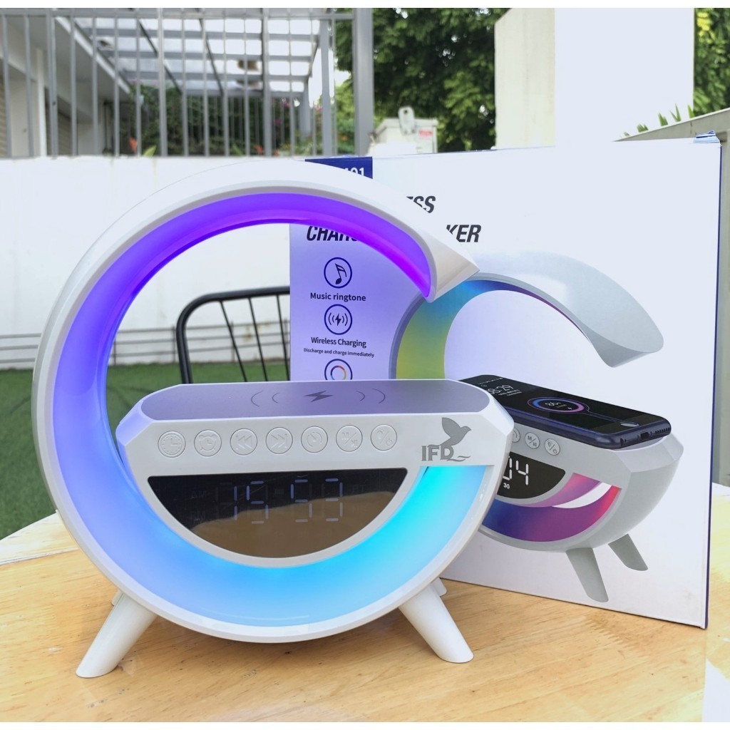 LOA BLUETOOTH RGB BT 3401 Chữ G - SẠC KHÔNG DÂY - CÓ ĐỒNG HỒ