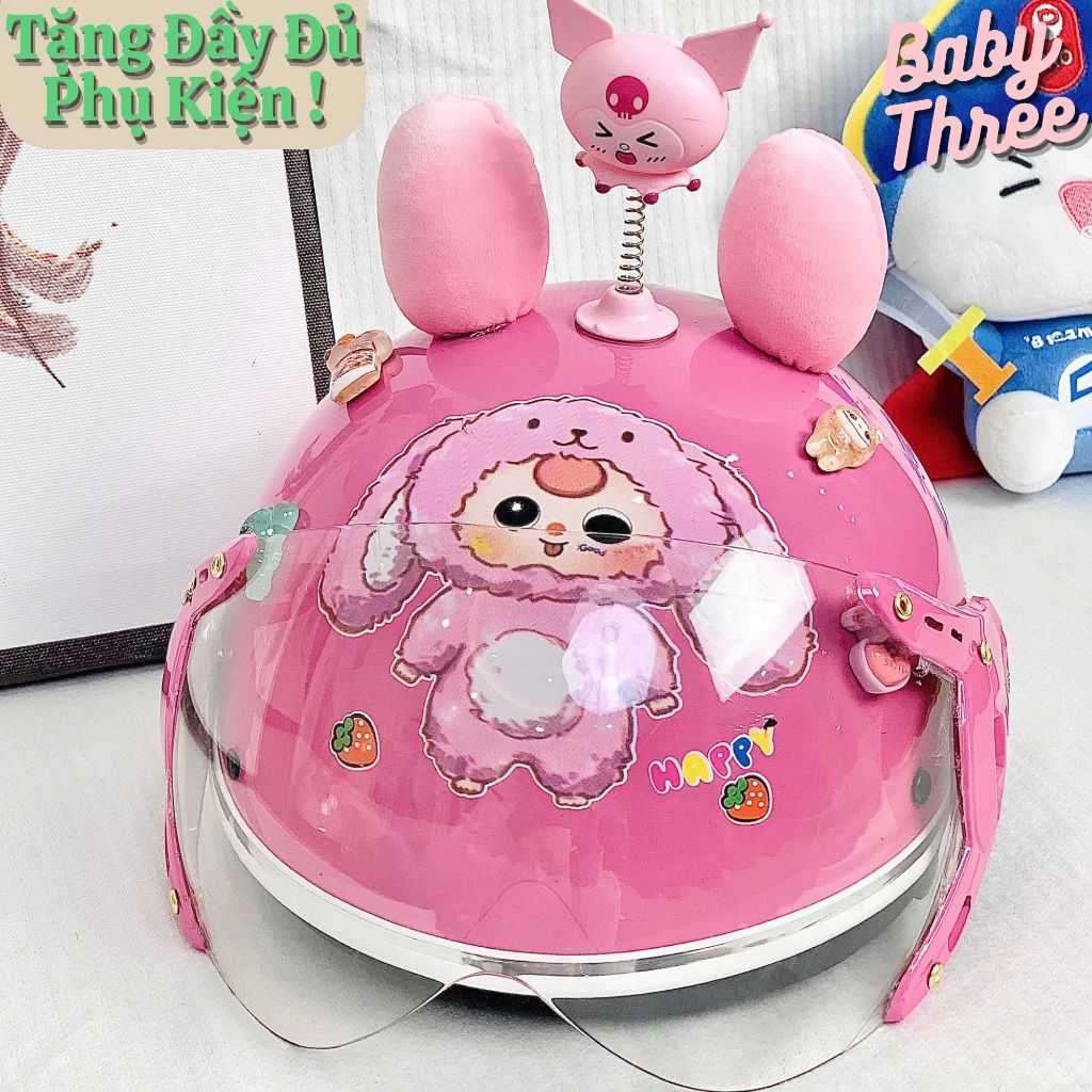 Nón Bảo Hiểm Trẻ Em Baby Three Tặng Đầy Đủ Phụ Kiện - Mũ Đội Đầu Ngộ Nghĩnh Cao Cấp face_mask5d.store-999