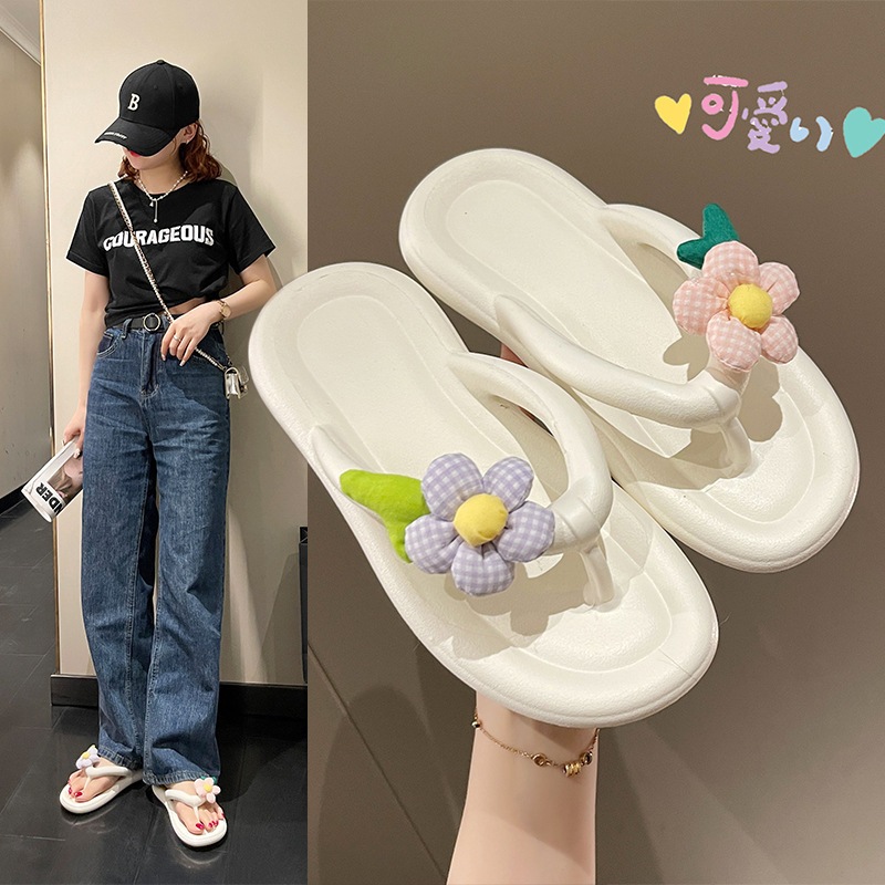 Dép xỏ ngón thiết kế hình hoa hướng dương thời trang đi biển cho nữ