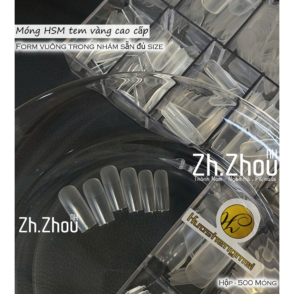 Móng úp Hsm  tem vàng form Vuông , móng úp Vuông, móng úp vuông hsm