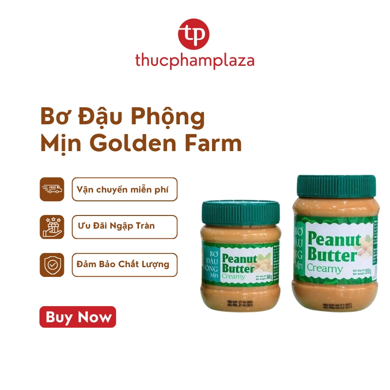 Bơ đậu phộng mịn Golden Farm 340g, 510g
