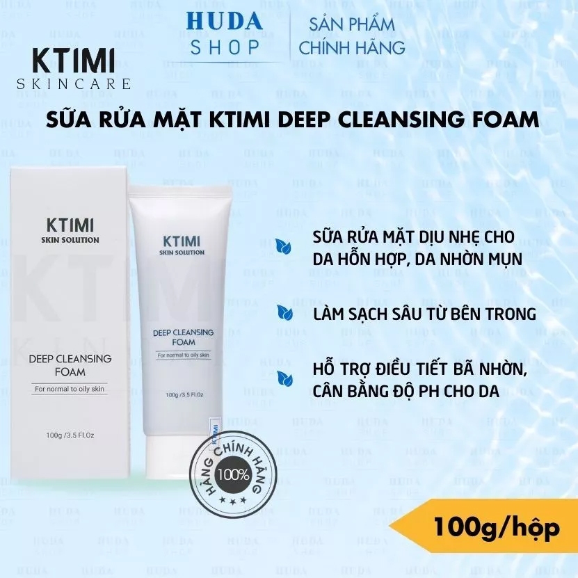 Sữa rửa mặt dịu nhẹ cho da nhờn mụn KTIMI Deep Cleansing Foam