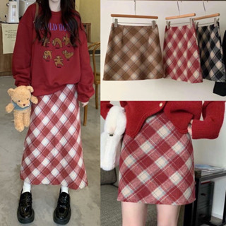 CHÂN VÁY DẠ KẺ CARO XẺ SAU DÁNG DÀI phong cách Hàn (hàng loại đẹp)