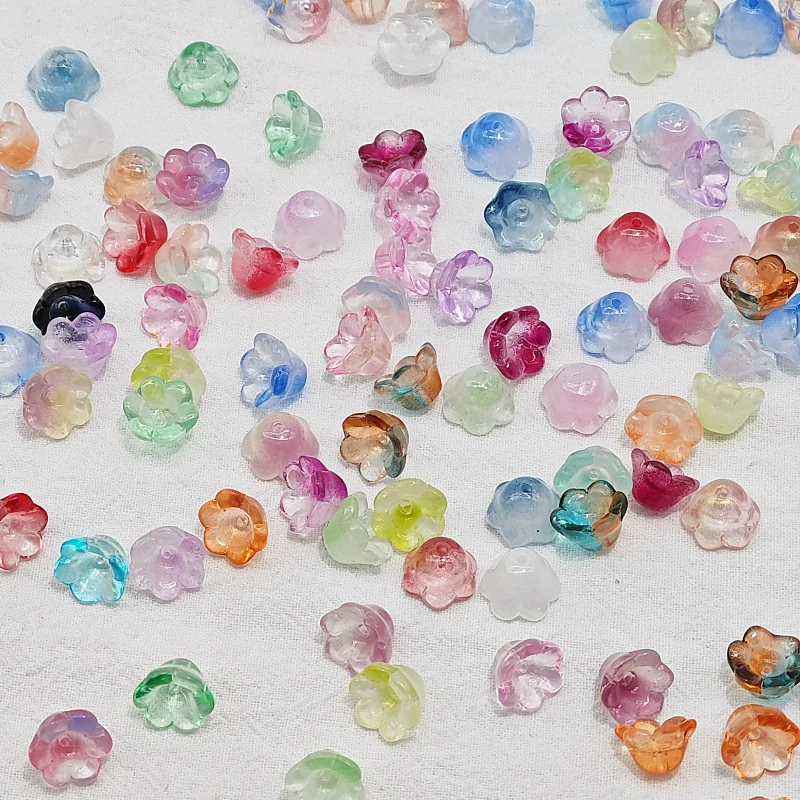 10 hoa lưu ly pha lê thuỷ tinh, hoa ưu linh thuỷ tinh 7x12mm - nhập