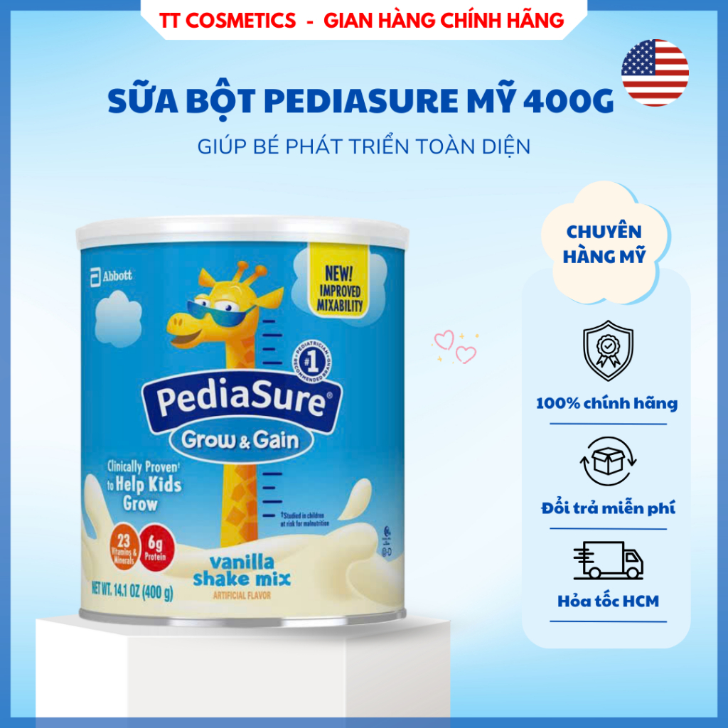   Date 2026  Sữa cho bé Pediasure hương Vanilla 400g nhập khẩu Mỹ 