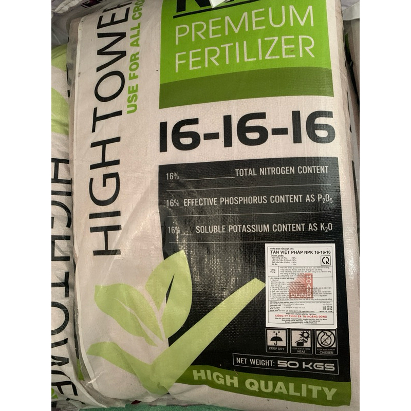 2KG NPK 16-16-16 Nga Tháp cao Ngâm tưới được: Lớn trái, mập bông, hạn chế rụng trái non