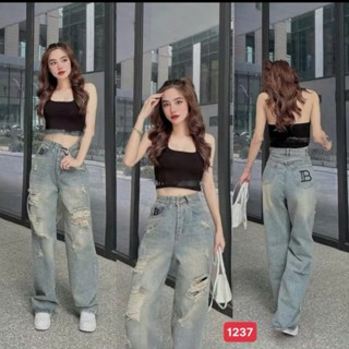 Quần baggy jean nữ lưng cao màu xanh siêu đẹp, quần baggy bò nữ rách gối thời trang cá tính A-T Fashion-MQ3262