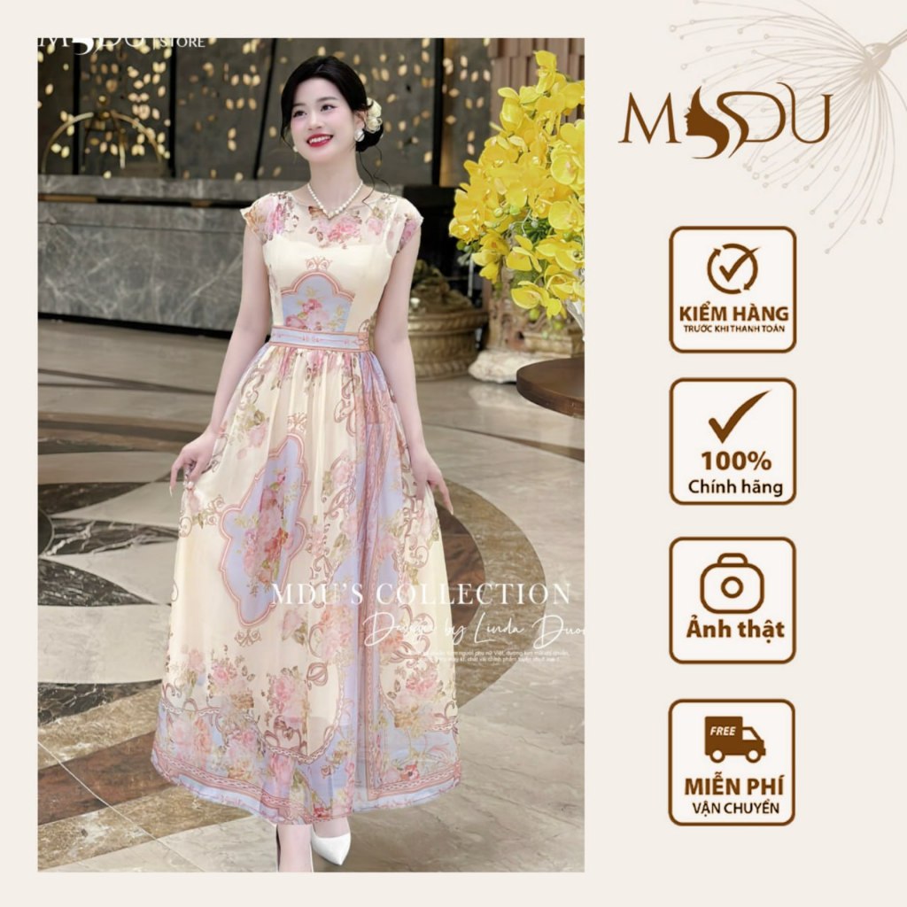 Váy Maxi MDU4295 Chất Tơ Hàn Dáng Xòe Với Họa Tiết Bắt Mắt Từ MDU K23-D3-4