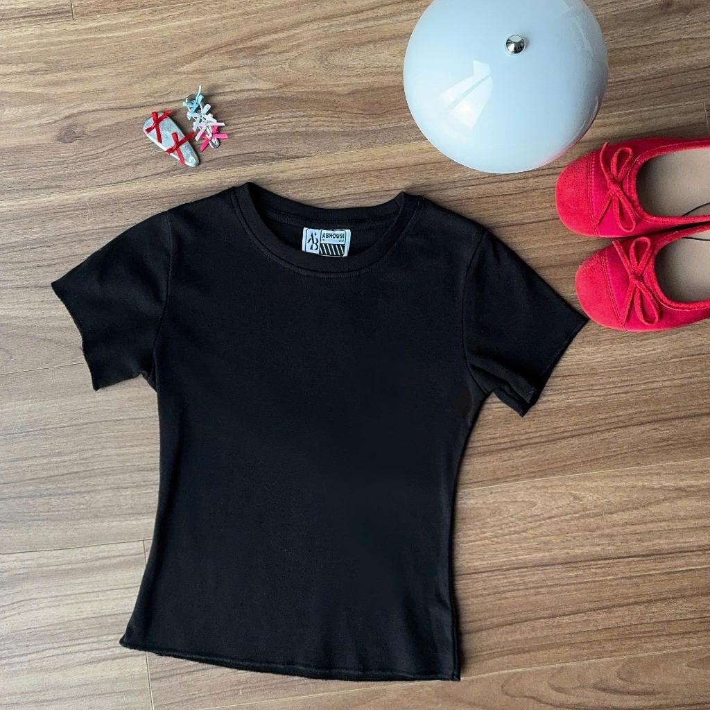 NAVIE x AB HOUSE - Áo thun nữ trơn mỏng mịn mùa hè